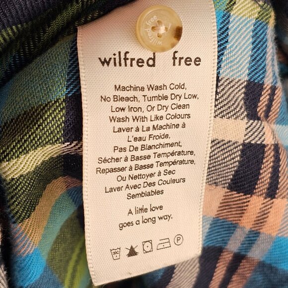 Wilfred Aritzia Blue Green Collared Long Sleeve Button Down Top Sz M - Picture 8 of 10